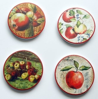 Apple coasters set/4 ceramic
