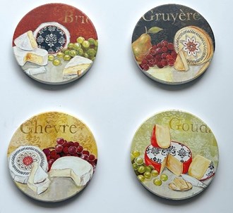 Cheese Selection coasters set/4 ceramic