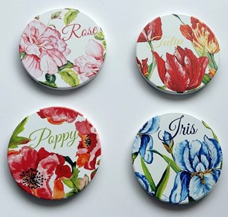 Floral coasters set/4 ceramic