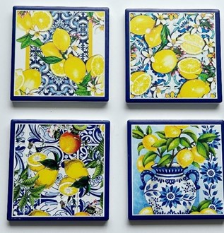 Lemons coasters set/4 ceramic